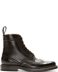 Foot the Coacher Black Leather Wingtip Ankle Boots