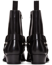 Saint Laurent Black Leather Wyatt Boots