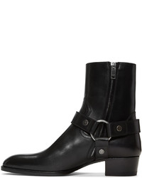 Saint Laurent Black Leather Wyatt Harness Boots