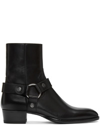 Saint Laurent Black Leather Wyatt Harness Boots