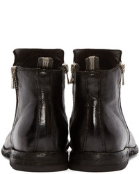 Officine Creative Black Leather Zip Boots