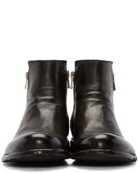 Officine Creative Black Leather Zip Boots