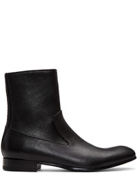 Alexander McQueen Black Leather Zip Up Boots