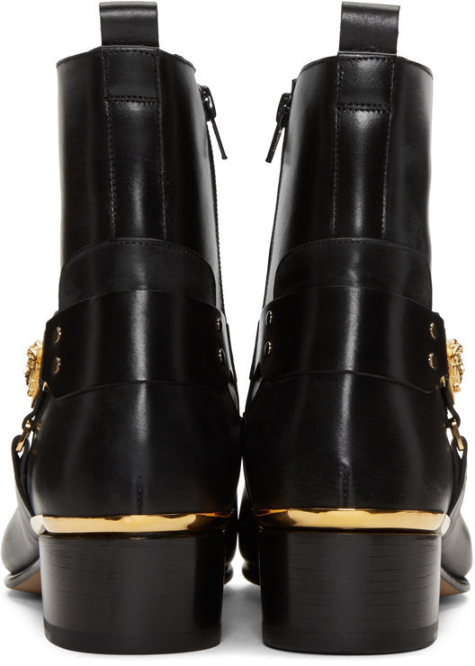 Versace Black Medusa Harness Boots, $1,195 | SSENSE | Lookastic
