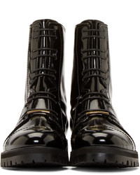 Jimmy Choo Black Patent Haze Flat Combat Boots