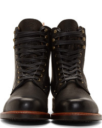 rag & bone Black Pebbled Leather Officer Boots