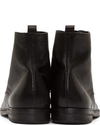 Marsèll Black Perforated Leather Lace Up Boots