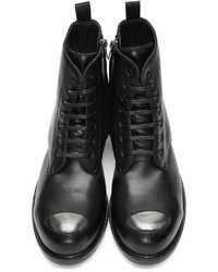 Alexander McQueen Black Steel Toe Boots