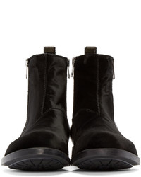 Diesel Black Velvet Leather Boots
