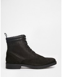 Asos Brand Boots With Snakeskin Effect