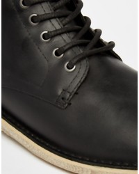 Asos Brand Lace Up Boots In Black Leather