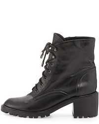 Joie Bridgette Leather Combat Boot Black
