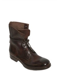 Officine Creative Brushed Vintage Leather Lace Up Boots