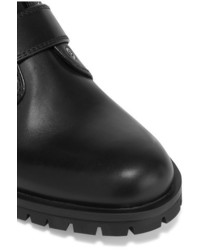 Prada Buckled Leather Boots Black