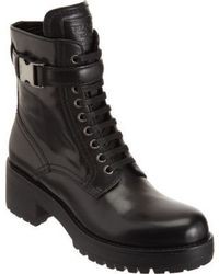 Prada Linea Rossa Buckled Strap Lace Up Ankle Boot