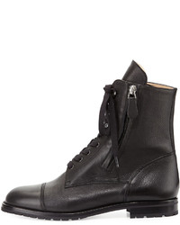 Manolo Blahnik Campchalo Leather Lace Up Boot Black