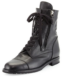 Manolo Blahnik Campchalow Double Zip Leather Lace Up Boot