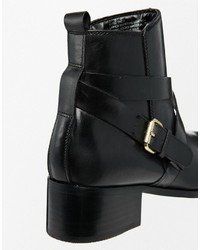 Carvela Theo Black Leather Cross Over Strap Boots