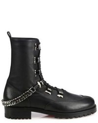 Christian Louboutin Chain Leather Combat Boots