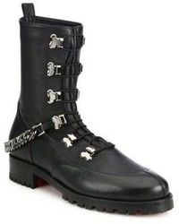 Christian Louboutin Chain Leather Combat Boots