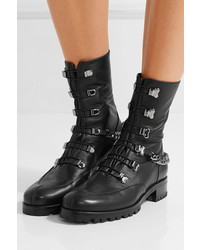 Christian Louboutin Chain Trimmed Leather Boots Black