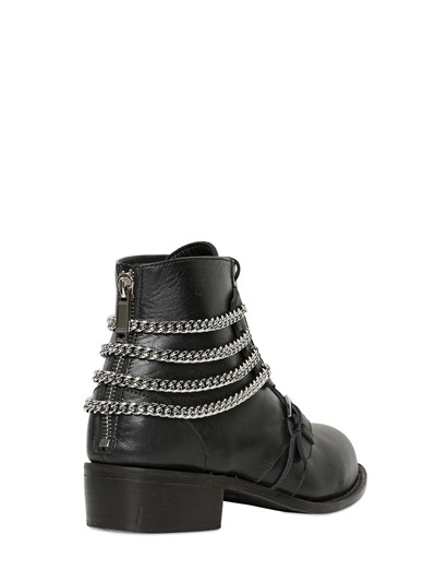 Chained Leather Lace Up Boots, $2,194 | LUISAVIAROMA | Lookastic