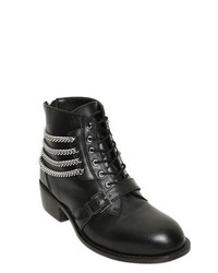 Christian Dada Chained Leather Lace Up Boots