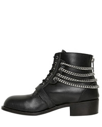 Christian Dada Chained Leather Lace Up Boots