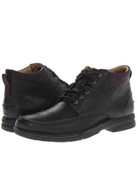 Clarks Senner Court Lace Up Boots Black Tumbled Leather