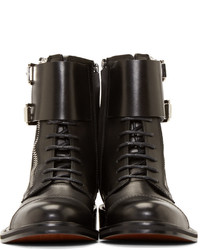 CNC Costume National Costume National Black Leather Monk Strap Combat Boots