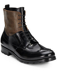 Giorgio Armani Colorblock Leather Lace Up Boots