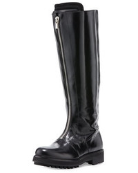 CNC Costume National Costume National Zip Front Leather Combat Boot Black