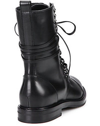 Casadei Curb Chain Lace Up Leather Combat Boots