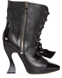 Loewe Curved Heel Leather Lace Up Boots