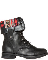 Dailylook Tribal Lined Combat Boots In Black 55 65