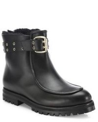 Jimmy Choo Delta Flat Leather Shearling Boots