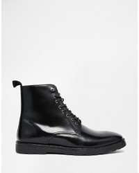 Asos Derby Boots In Black Leather