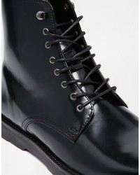 Asos Derby Boots In Black Leather