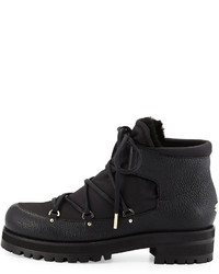 Jimmy Choo Ditto Lace Up Rabbit Fur Boot Black