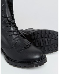 Pieces Diza Kiltie Leather Lace Up Boots