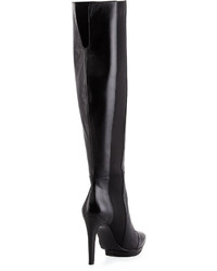 Eileen Fisher Faint Leather Zip Front Boot Black