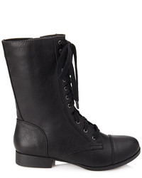 Forever 21 Faux Leather Lace Up Boots