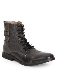 Steve Madden Fragts Leather Canvas Lace Up Boots
