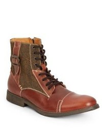 Steve Madden Fragts Leather Canvas Lace Up Boots