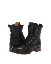 Frye Veronica Combat Lace Up Boots Black Soft Vintage Leather
