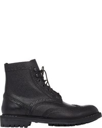 Givenchy Grained Leather Wingtip Boots Black