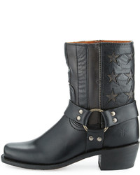 Frye Harness Americana Star Leather Boot Black