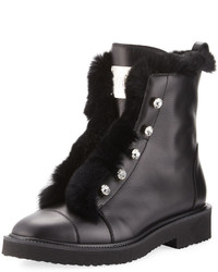 Giuseppe Zanotti Hilary Fur Lined Leather Boot With Crystals