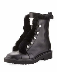 Giuseppe Zanotti Hilary Fur Lined Leather Boot With Crystals