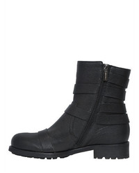 Jimmy Choo 20mm Multi Buckle Textured Leather Boots